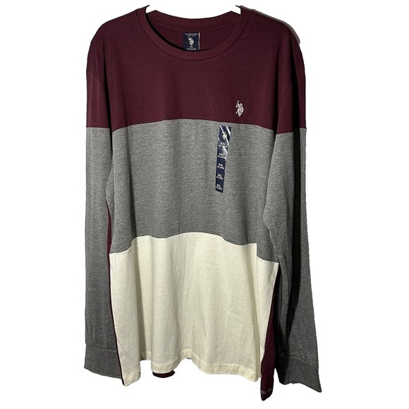 U.S. POLO ASSN Shirt Men’s Size XXL Multicolored Colorblock Crew Embroidered L/S - Picture 2 of 11